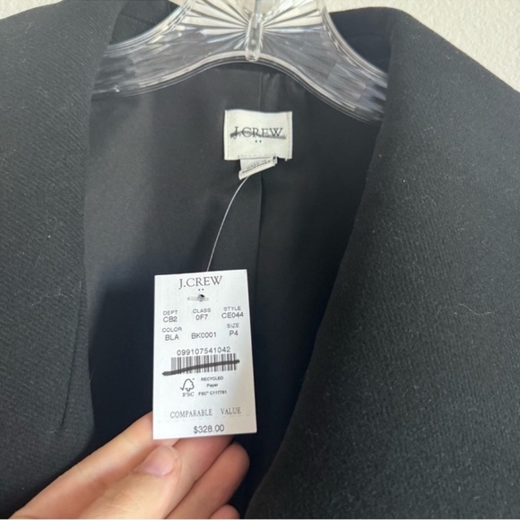 J. Crew Factory Belted Wool-Blend Coat in Black Size: 4P, NWT - Picture 5 of 11